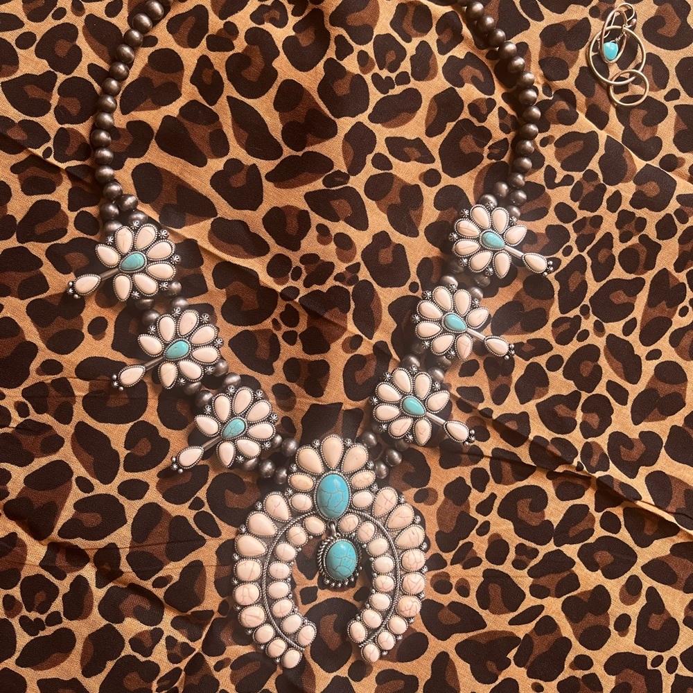 White Squash Blossom Boho Necklace Set